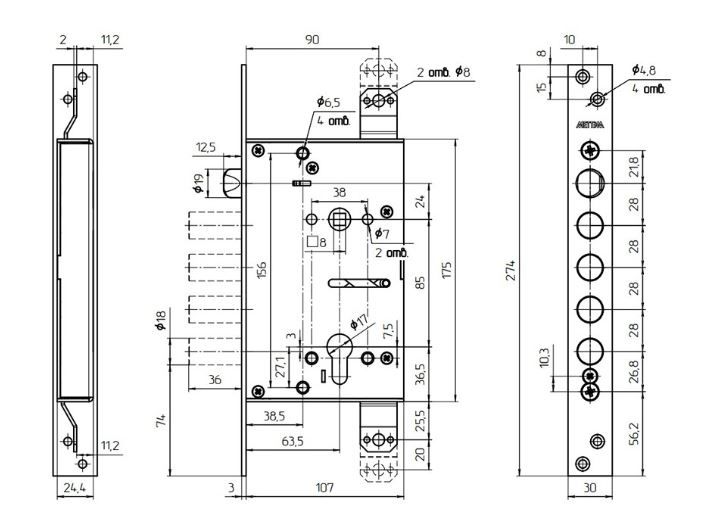 Картинка Замок врезной тяж Балашиха ЗВ7 318.Т-МП без ЦМ, б/о, с/т, м/о 85мм в Екатеринбурге Замок врезной тяж Балашиха ЗВ7 318.Т-МП без ЦМ, б/о, с/т, м/о 85мм в Екатеринбурге
